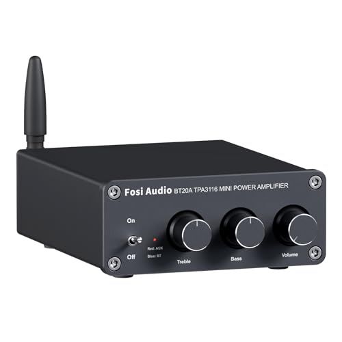 Fosi Audio BT20A Bluetooth 5.0 パワーアンプ 2.0CH ステレオ オーディオアンプ 100W*2 TPA3116 レシーバー 2チャンネル ミニ Hi-Fi クラスD 低音と高周波制御 家庭スピーカー用(電源付 0e785909