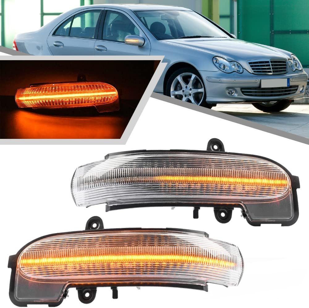 hotimp® ベンツ 互換品 クリアレンズ仕様 W203 Cクラス LED 流れて光る ドアミラー シーケンシャルウインカー ベンツ 純正交換タイプ 左右１組