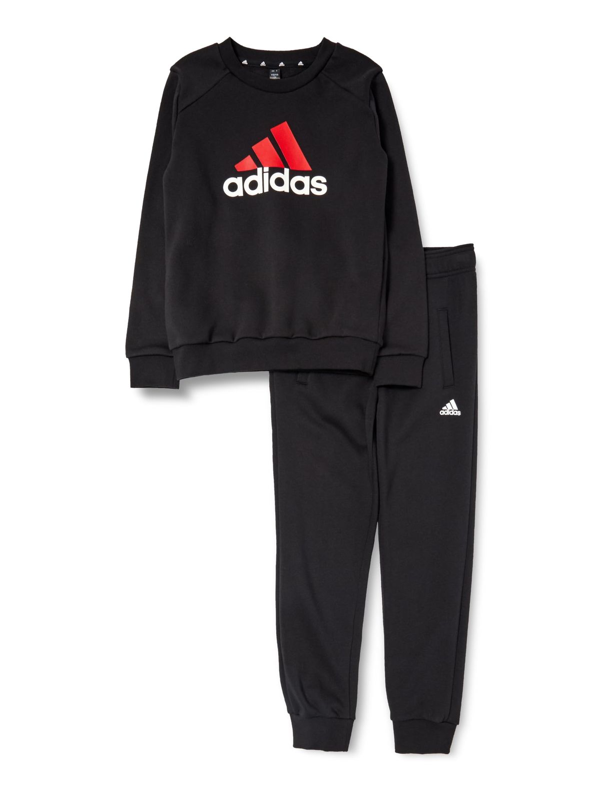 [アディダス] ジャージ上下セット エッセンシャルズ ビッグロゴ フリース ジョガーセット キッズ DTP58 Top : ブラック/ベ [Top : ブラック/ベタースカーレット/ホワイト Bottom : ブラック/ホワイト (IB4095)] [160]