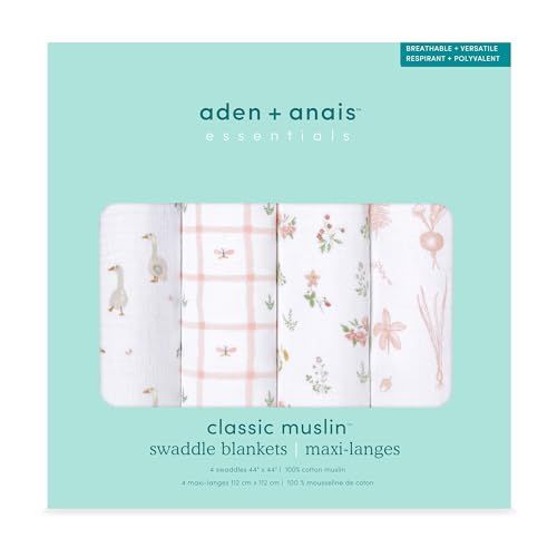 aden + anais essentials(エイデンアンドアネイエッセンシャルズ)スワドル おくるみ 4枚セット country floral デザイン モスリンコットン 新生児 ガーゼ 出産祝い ベビーギフト 赤ちゃん用SWADAEES 13bf85c8 6,358円
