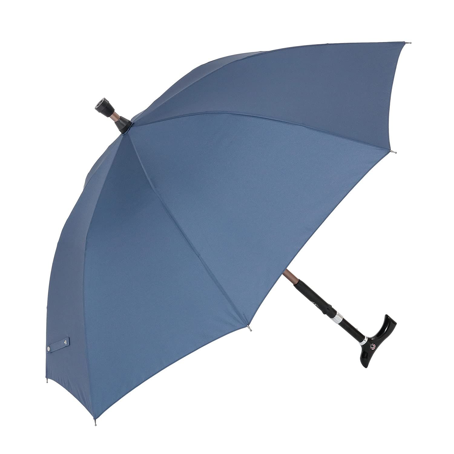 杖傘 ステッキブレラ 60cm×8本骨 ステッキ傘 メンズ レディース 傘と杖 分離可能 【LIEBEN-0188 (無地ネイビー)/