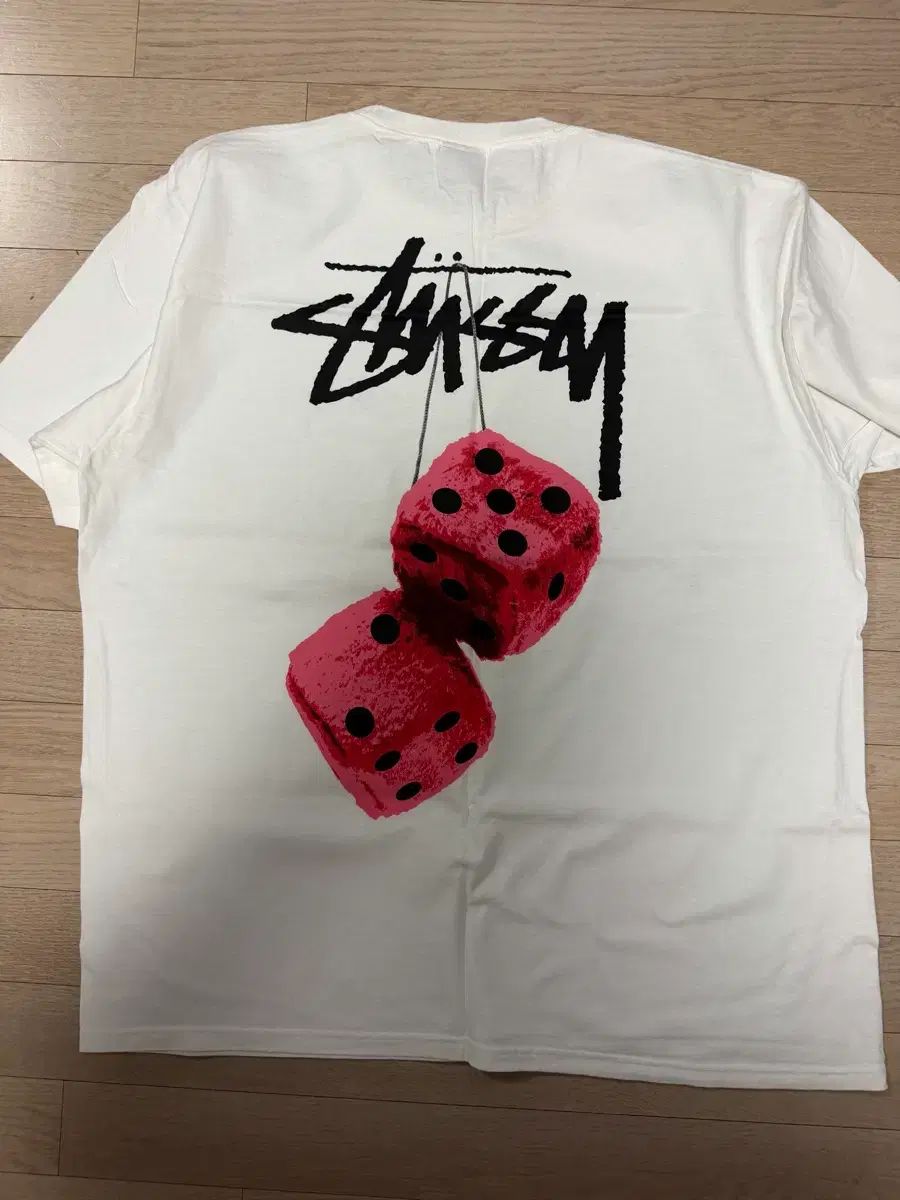 (XL) STÜSSY ファジー DICE Tシャツ 白