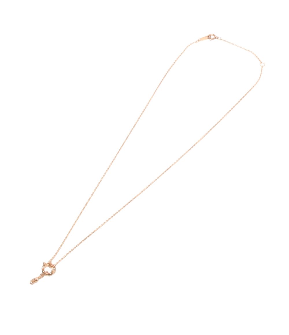 美品 インプレッセ ネックレス K10 ダイヤ 0.01ct 王冠モチーフ クロス