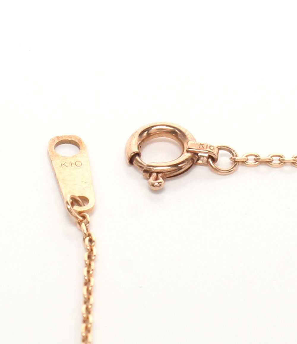 IMPRESSE K10 王冠＆クロスモチーフネックレス ピンクゴールド 美品 インプレッセ ネックレス K10 ダイヤ 0.01ct 王冠モチーフ クロス