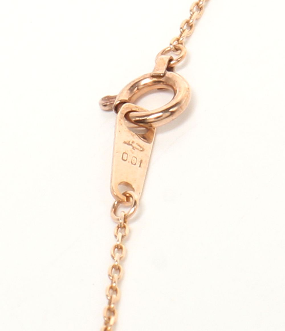美品 インプレッセ ネックレス K10 ダイヤ 0.01ct 王冠モチーフ クロス 