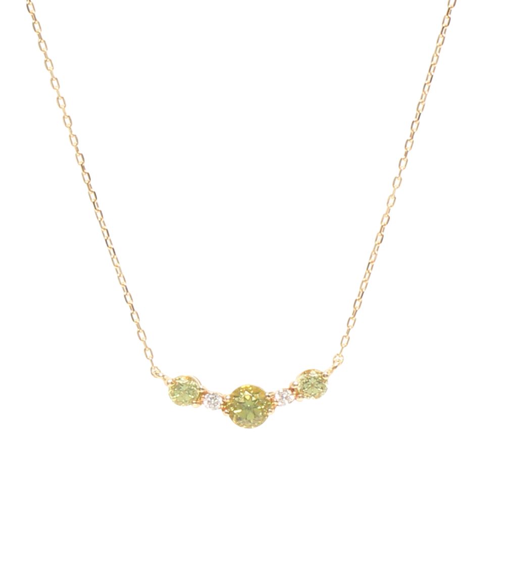 美品 スタージュエリー ネックレス K18 ペリドット ダイヤ 0.02ct レディース STAR JEWELRY