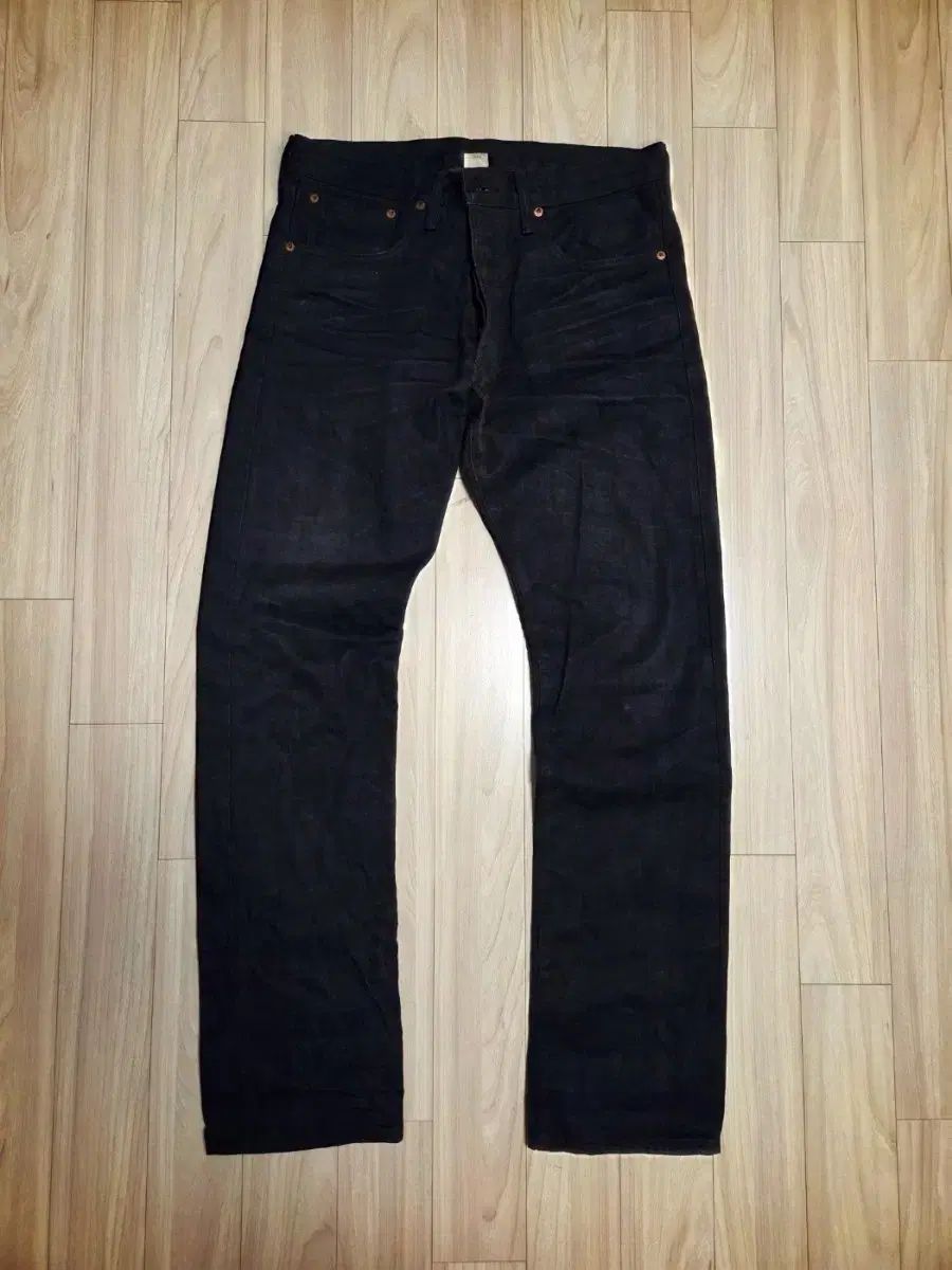 RRL スリムフィット ブラックオンブラック セルビッジ ジーン 33/32