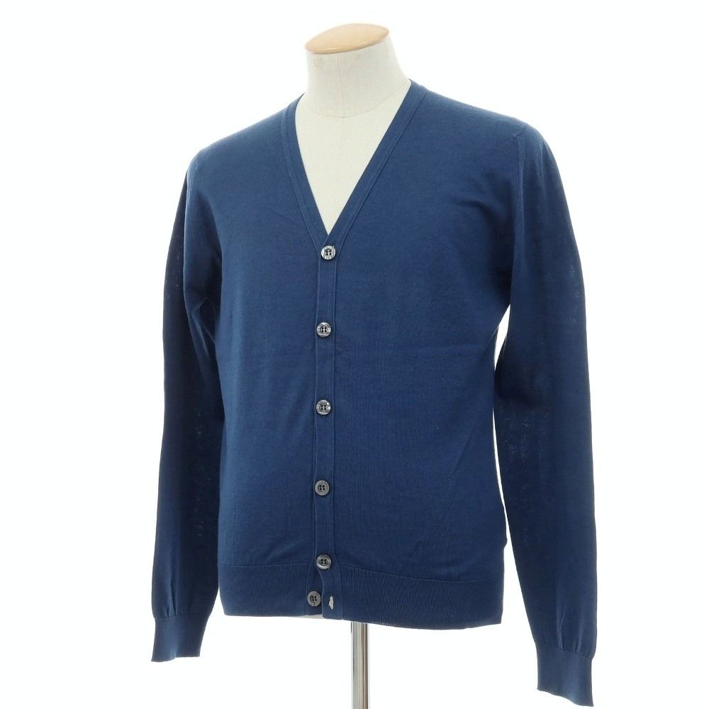 【中古】ジョンスメドレー JOHN SMEDLEY ハイゲージ シーアイランドコットン カーディガン ダークブルー【サイズS】【メンズ】