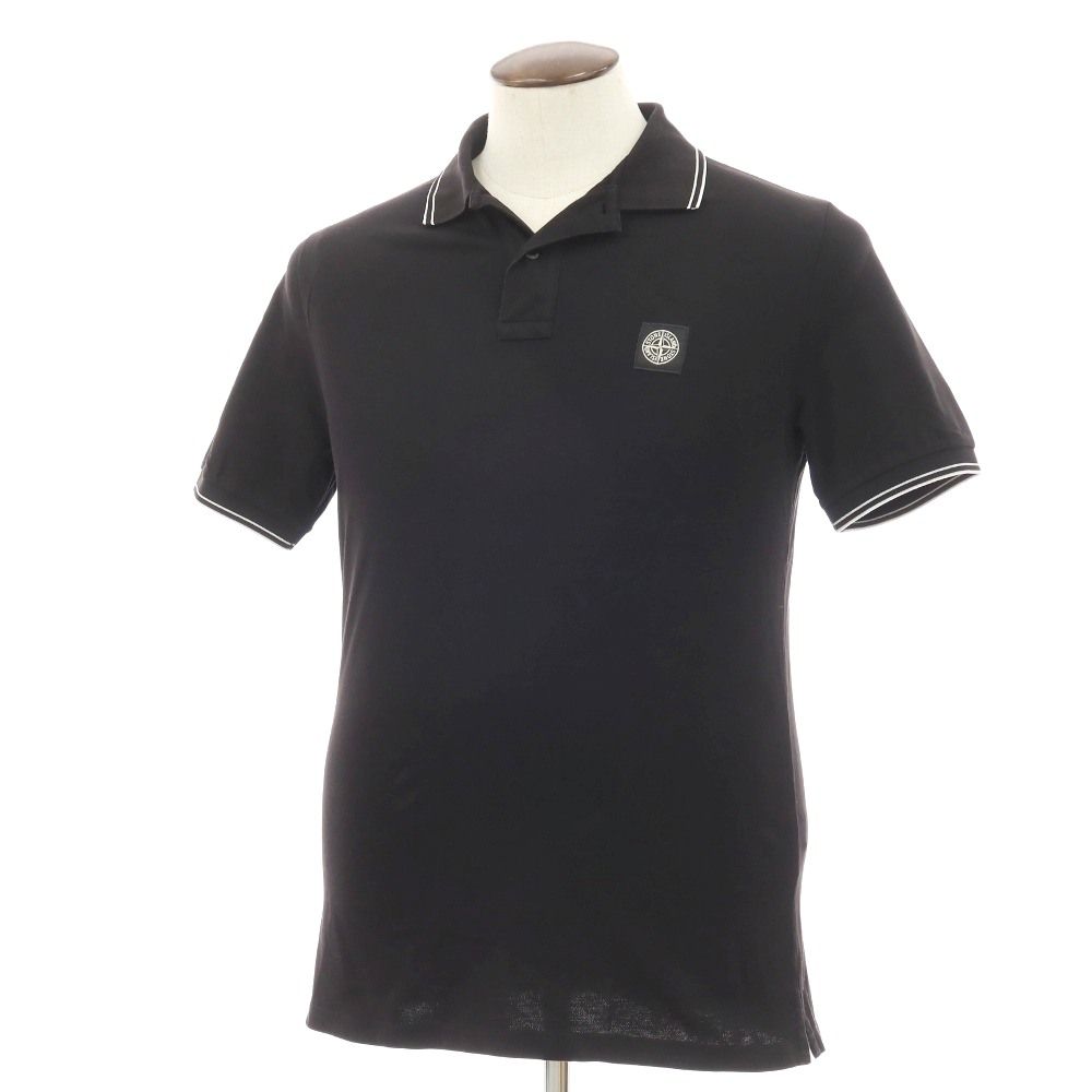 【中古】ストーンアイランド STONE ISLAND コットンポリウレタン 半袖ポロシャツ ブラック【サイズL】【メンズ】