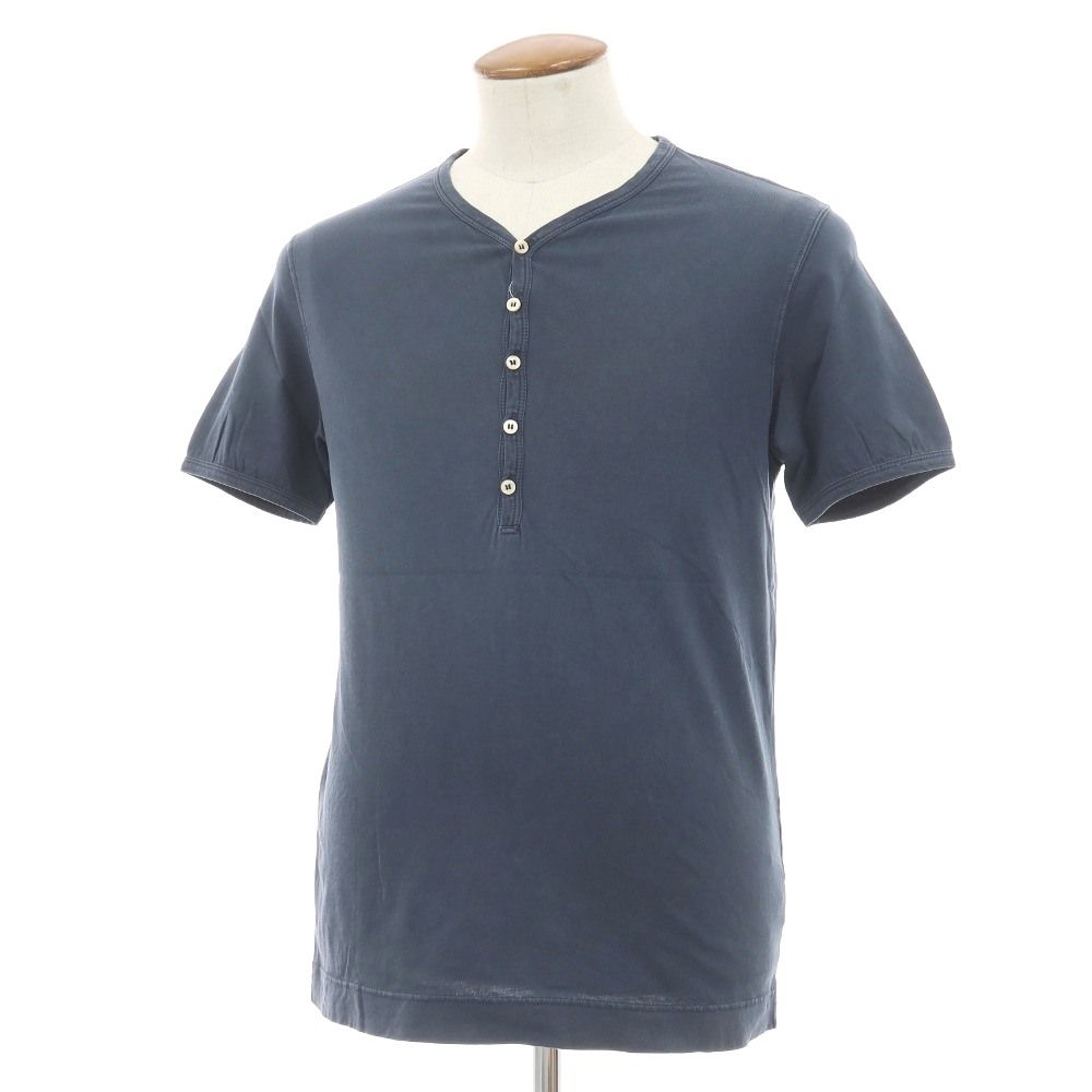 【中古】チルコロ1901 CIRCOLO 1901 コットン ヘンリーネック 半袖Ｔシャツ ネイビー【サイズＭ】【メンズ】