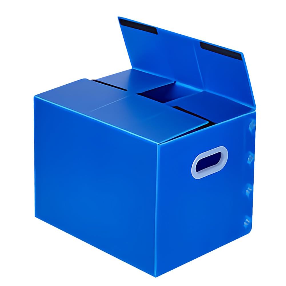 新品 JIALAGESA 収納ボックス 折りたたみ式プラダン製 収納 プラスチックケース プラスチック段ボール 書類整理 箱 引越し 再利用 会社 オフィス (ブルー 3枚セット 60*40*35cm)