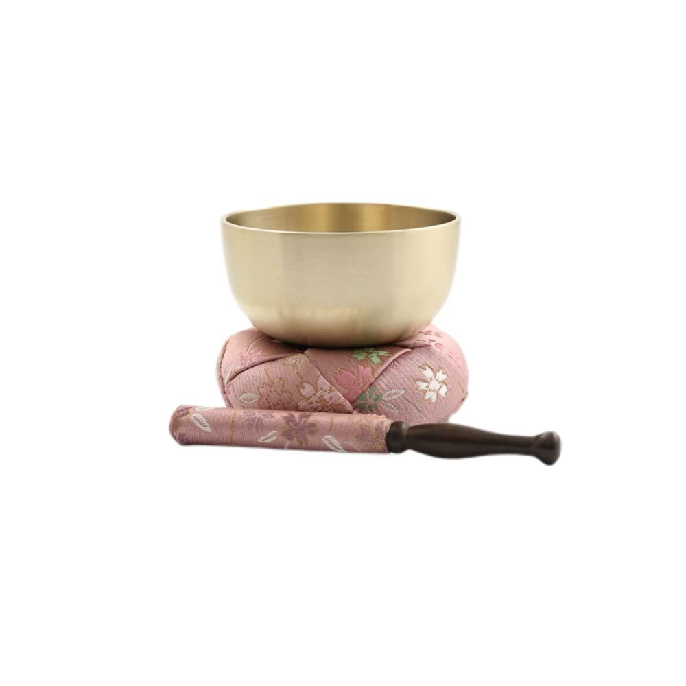 新品 京仏壇はやし 国産 おりんセット さくら柄 美桜りん 丸布団 セット 2.5寸 (直径7.6cm) ピンク 【仏具拭きミニクロス付】 おリン＋リン棒＋布団 仏具 おりん かわいい