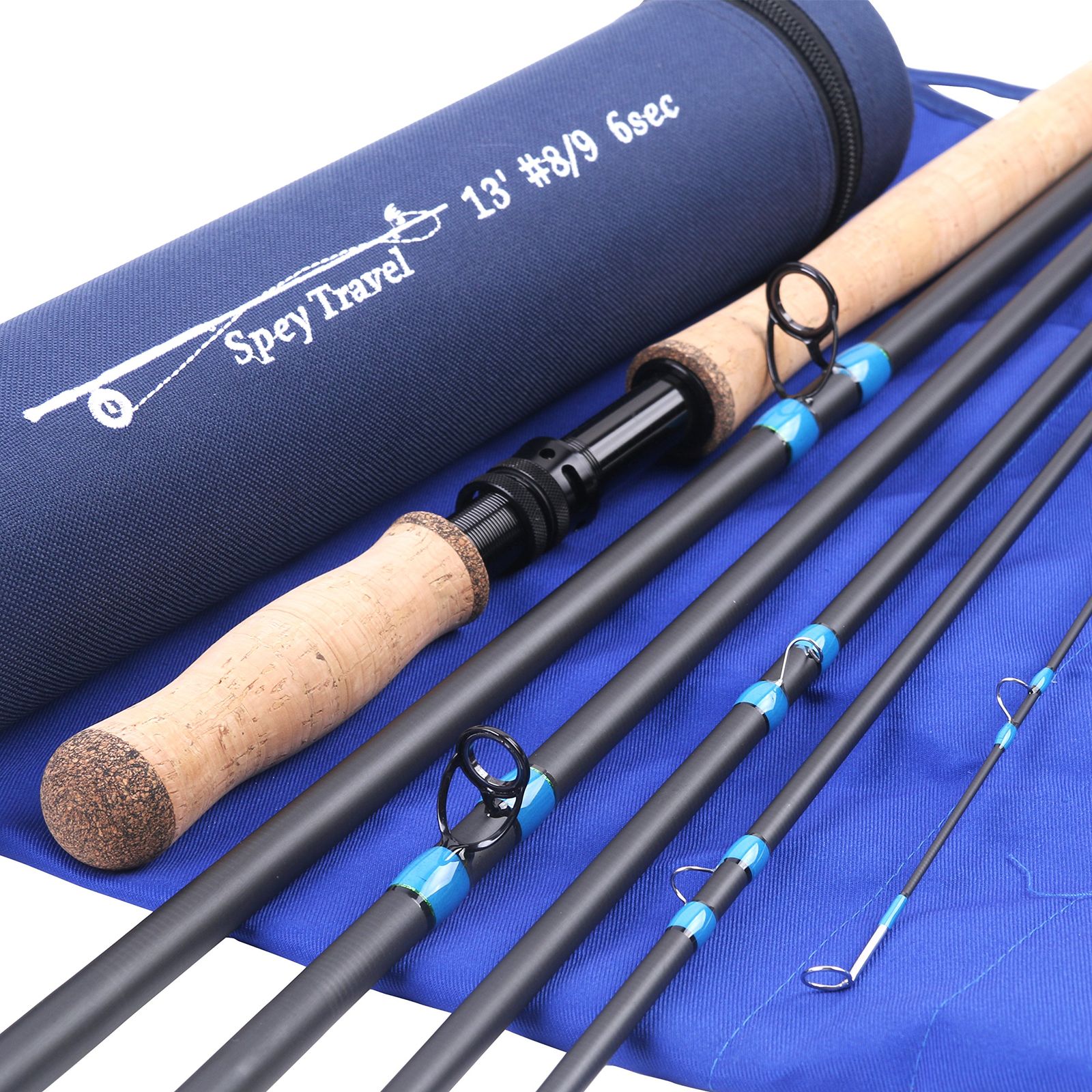 新品 M MAXIMUMCATCH Maxcatch Speyフライロッド4ピース カーボンフライフィッシングロッド メッセ・チューブ持って(Size:7/8/9 wt) (13ft 8/9 wt 6ピース)