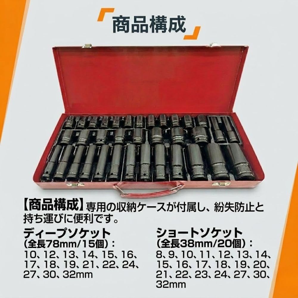 インパクトソケットセット 35個 1/2