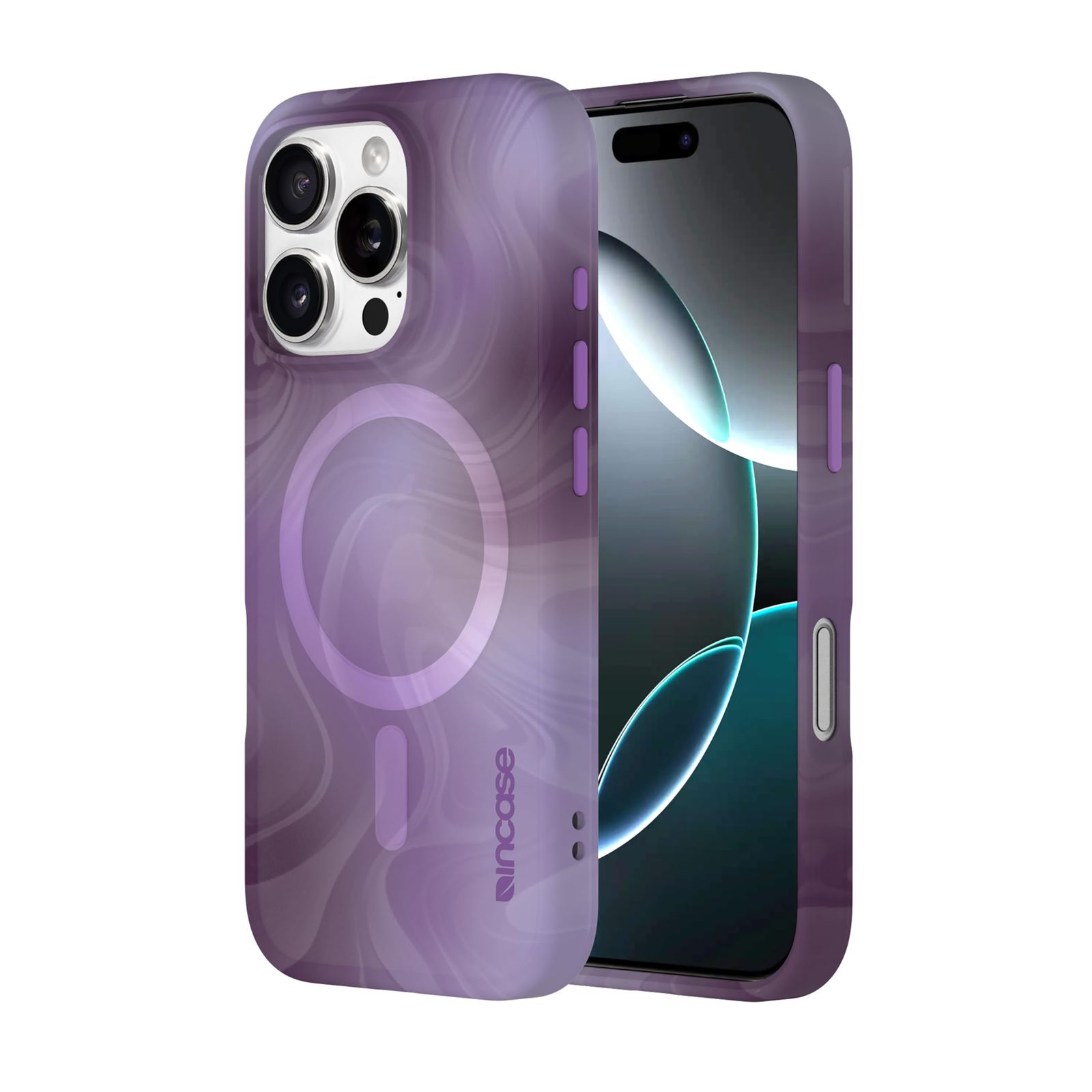 新品 インケース ハロ オイルスリック for iPhone 16 Pro ライラック 耐衝撃 カラフル インケース Incase パターン 抗菌 紫 パープル INPH190410-OSLL