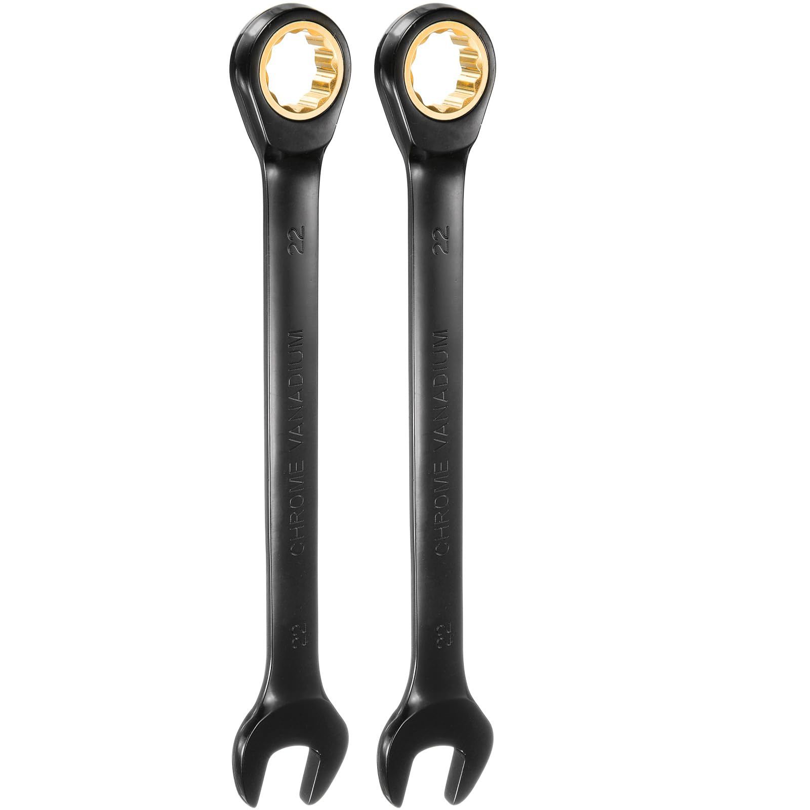 新品 uxcell 2Pcs ラチェットレンチ 22mm メトリック オープンエンド レンチ 72-ティース CR-V スチール 12 ポイ ント ニッケルメッキ コンビネーション ラチェットレンチ ファスナー ナット ボルト