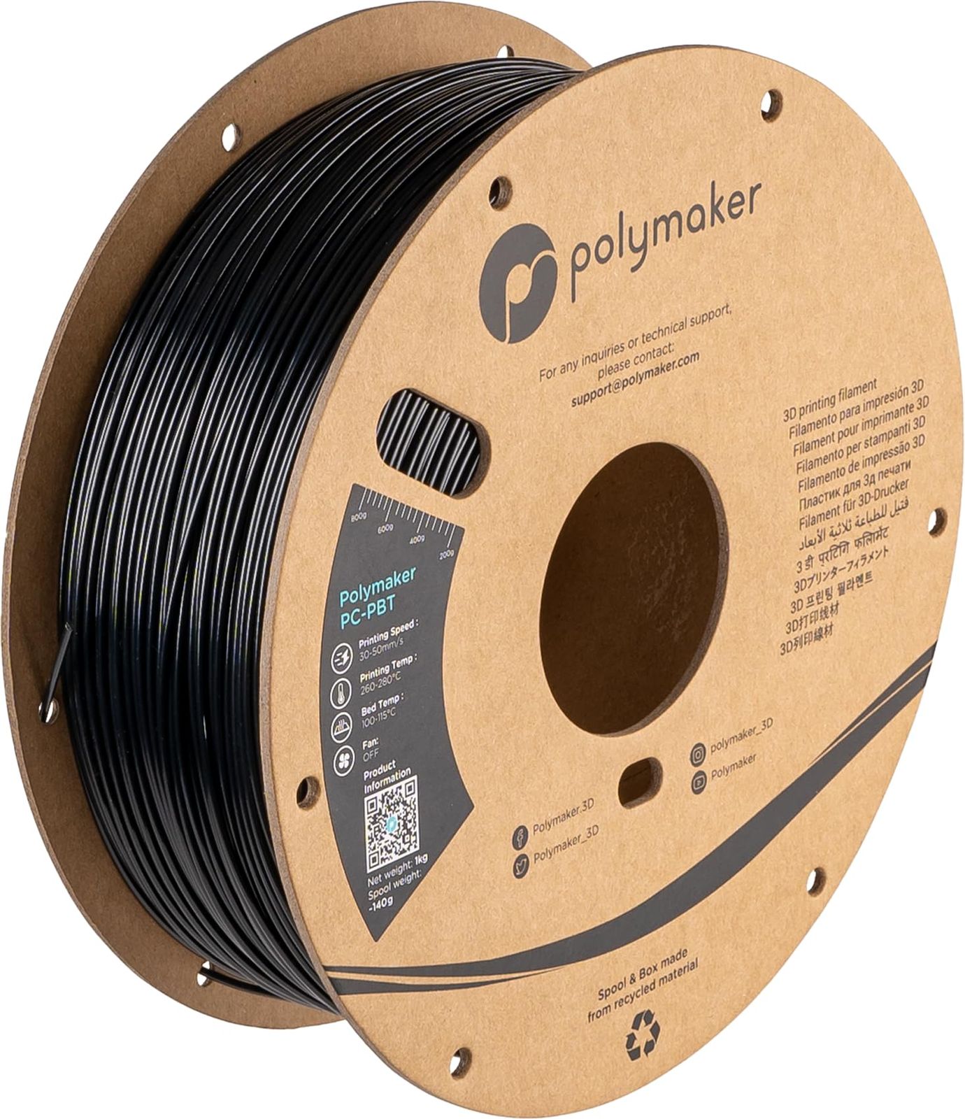 新品 ポリメーカー 3Dプリンター用 耐薬品性フィラメント Polymaker PC-PBT (ブラック)