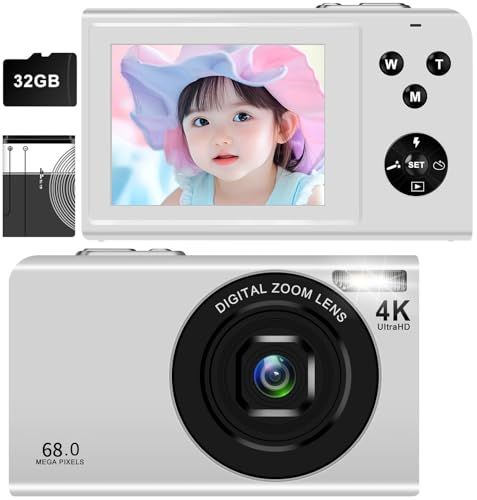 デジカメ 4K動画 6800万画素 デジタルカメラ 30FPS 笑顔検出 AFオートフォーカス16Xデジタルズーム 2.4インチ スクリーン 32GBマイクロSDカード付き 充電 YouTubeカメラ 初心者向け ウェブカメラ 誕生日 VLO 87a3664f
