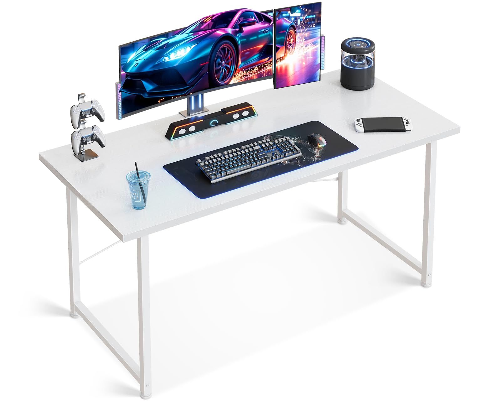 ODK パソコンデスクゲーミングデスク 机 pcデスク 幅120cm ?子 ゲームデスク computer desk 在宅ワーク おしゃれ 組立簡単 ホワイトY f5f39741
