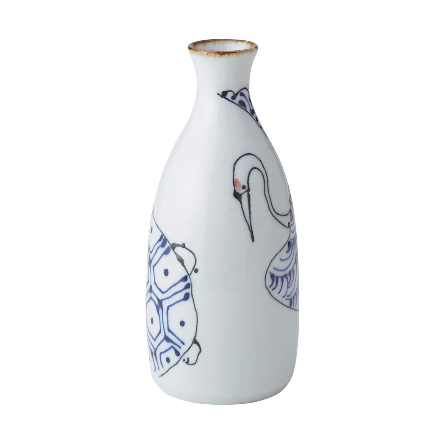 新品 西海陶器 白 300ml 波佐見焼 kotohogi 徳利 鶴亀柄 18192
