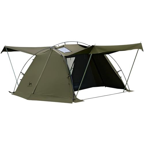 TOMOUNT パップテント TC ソロテント シェルター ポリコットン キャンプ 一体式フレーム 自立式 インナー付き キャノピー 多機能 日よけ 通気性 遮光 組立簡単 TC-LODGEmi 9e789ca9