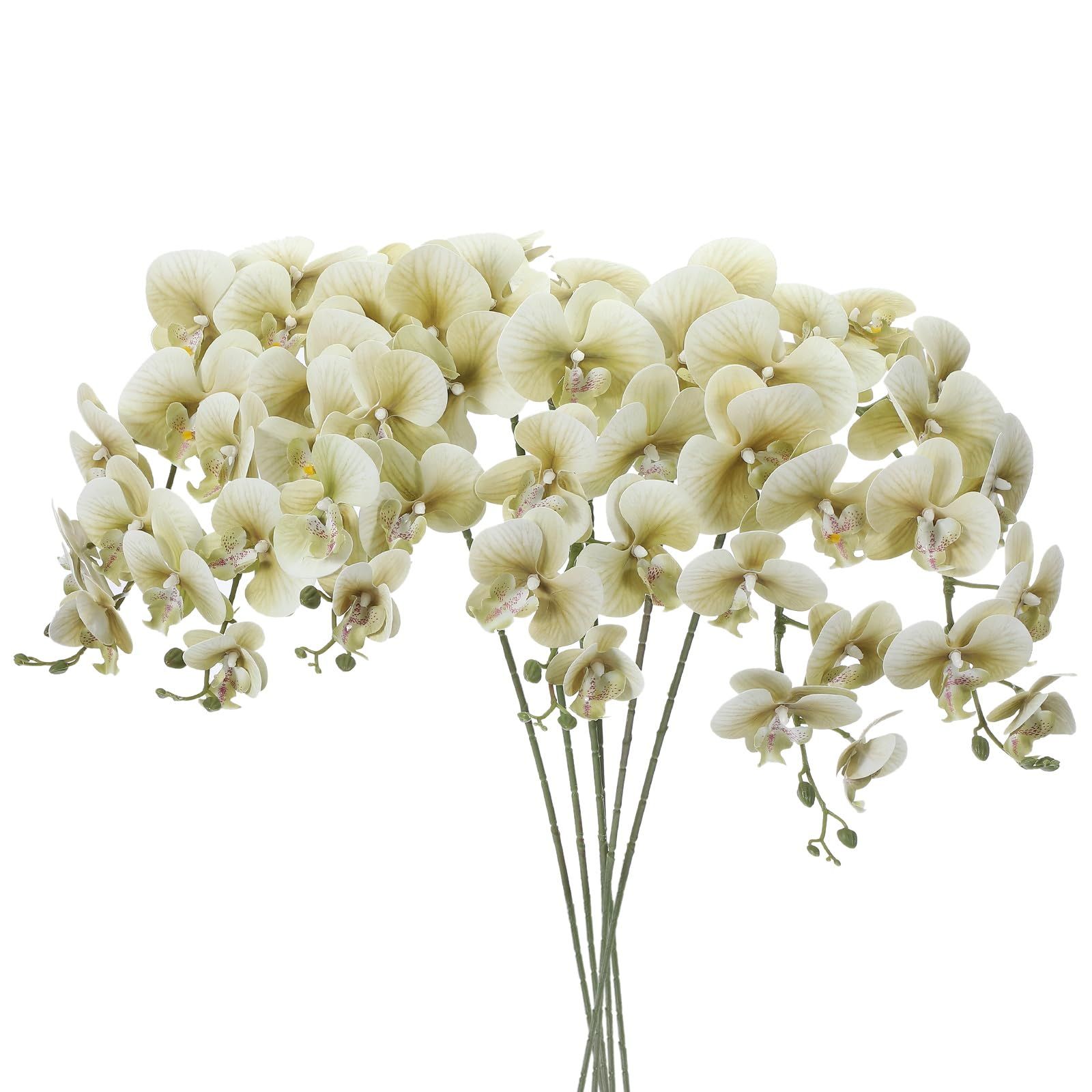新品 PATIKIL 造花 部屋 インテリア 胡蝶蘭 花束 105cm 6本入り リアルタッチ フェイクフラワー 屋内 花瓶 ホーム 結婚日 記念日 デコレーション用 グレー緑