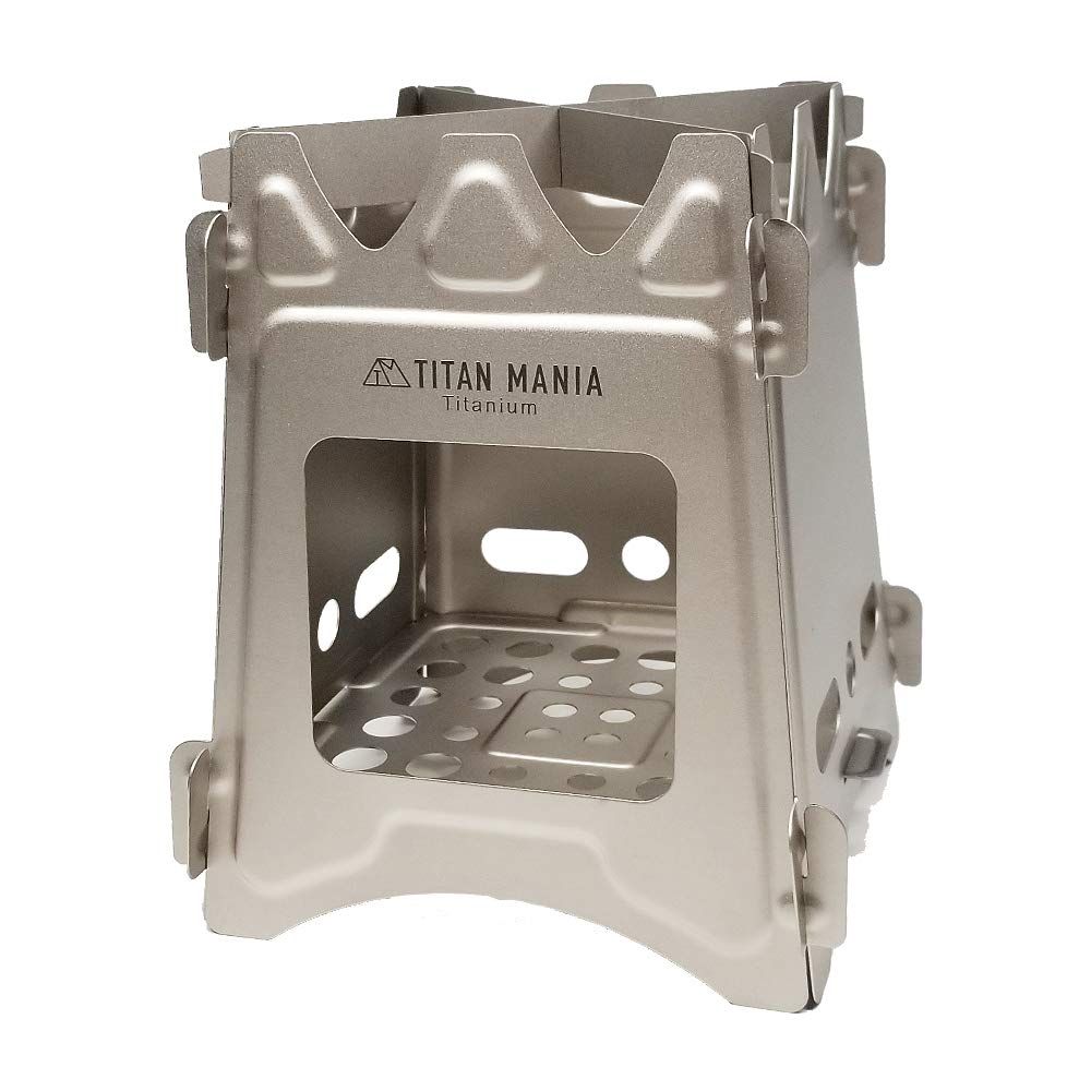 TITAN MANIA(チタンマニア) ウッドストーブ 焚火台 L チタン製 超軽量 折りたたみ式 コンパクト ポケットコンロ ミニ 焚き火台 ソロストーブ コンロ ソロキャンプ アウトドア キャンプ用品 収納袋付き★m e3cb4c61