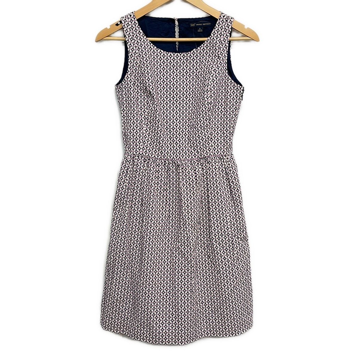 BrooksBrothers(ブルックスブラザーズ) ワンピース サイズ0 XS レディース美品 - ピンク×黒×白 総柄/ノースリーブ