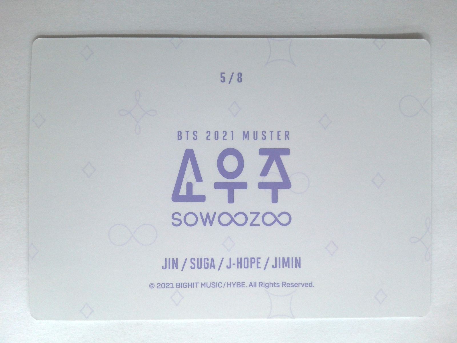 BTS トレカ 2021 MUSTER SOWOOZOO ミニフォトカード (5/8) バンタン