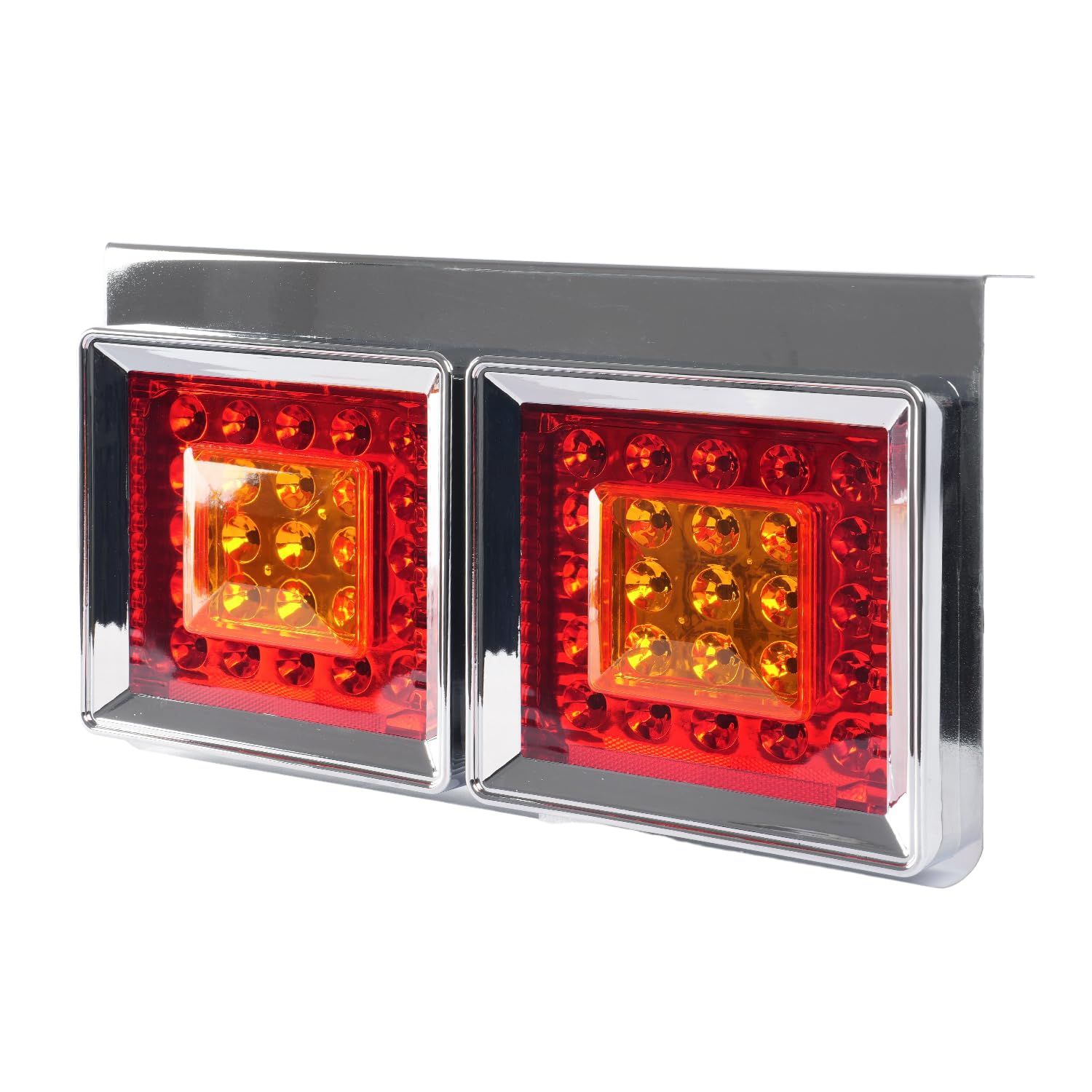 新品 Culonトラックテールランプ24V LED 小型/中型 左右2枚トラック用 リアコンビネーションランプLED 24V 三連丸型レーラートラック流れるウインカー 汎用トランクテールライト 400*220mm透明レンズ-レッド色