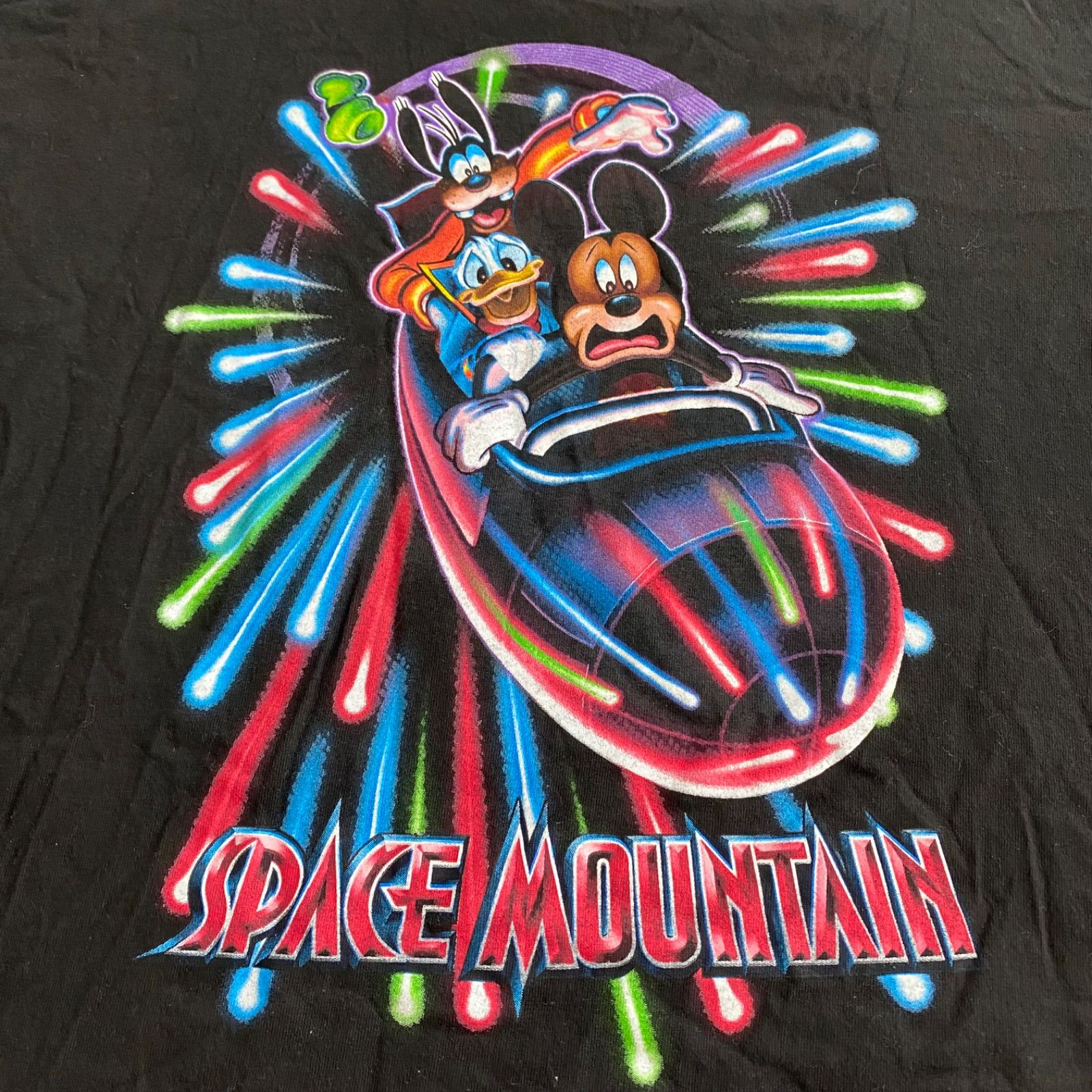 ほぼデット！Disney Space Mountain　ディズニー　スペースマウンテン　Tシャツ　ブラック　サイズL ヴィンテージ