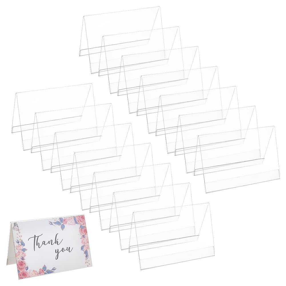 新品 BENECREAT アクリルネームプレート 16個セット（15x10cm）V字型 名札 テーブルネームプレート 保護フィルム付き デスクサインホルダー 席札 カード立て 値札立て 展示用 オフィス 会議用 店舗