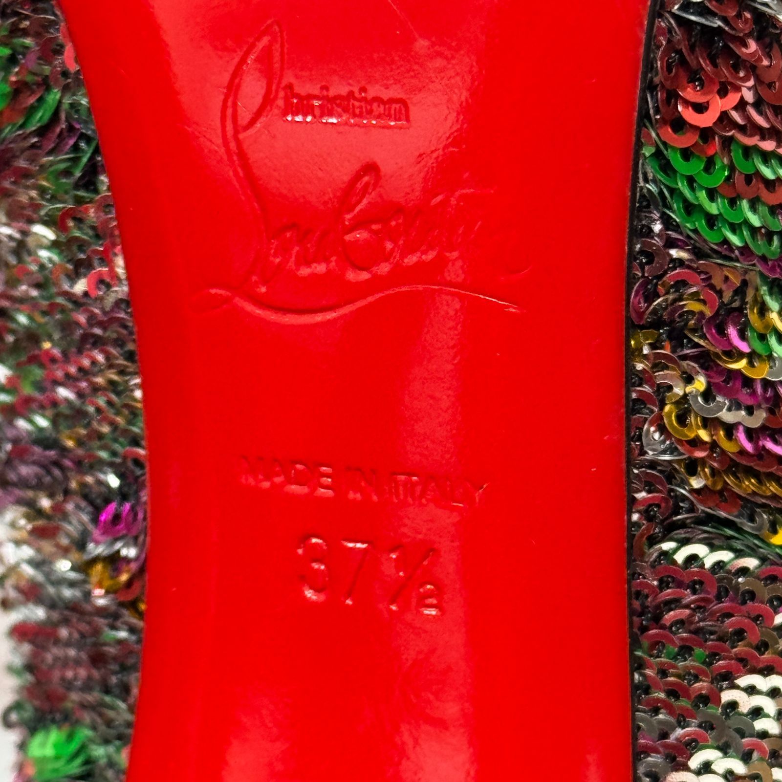 クリスチャンルブタン パンプス スパンコール ポインテッドトゥ