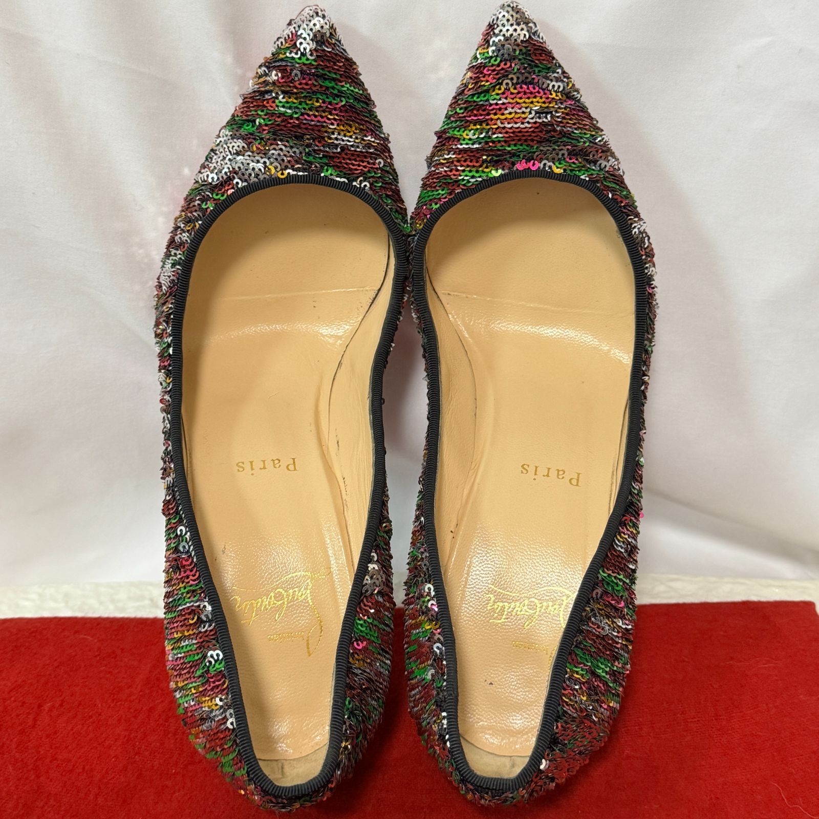 Christian Louboutin ハイヒール マルチカラー 伊製 24.5 クリスチャンルブタン パンプス スパンコール ポインテッドトゥ