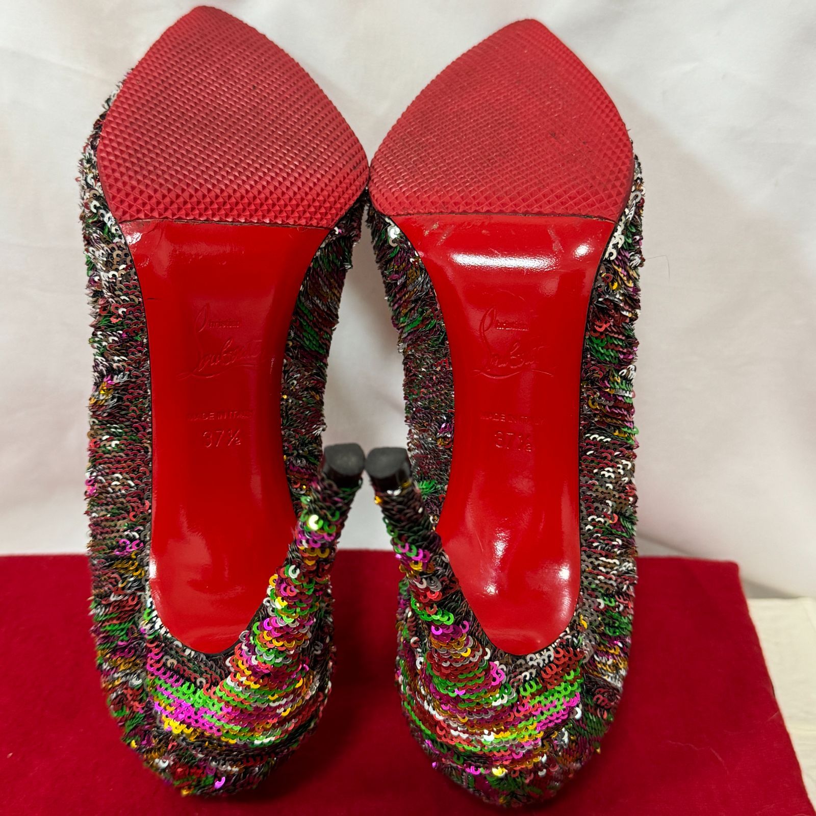 Christian Louboutin ハイヒール マルチカラー 伊製 24.5 クリスチャンルブタン パンプス スパンコール ポインテッドトゥ