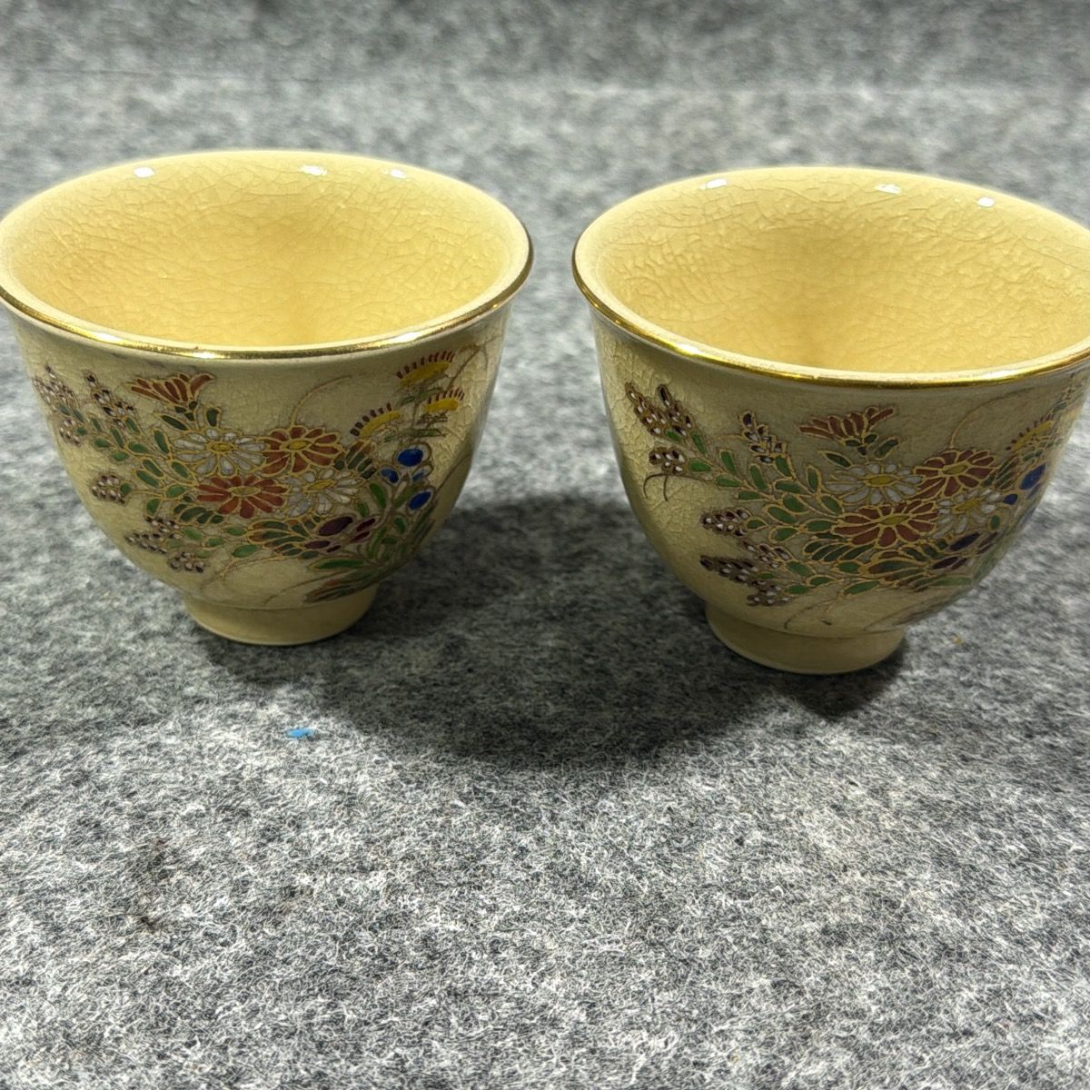 共箱付】極美品 薩摩焼 桃伯 薩摩鶴 煎茶器揃 急須 湯呑5客 湯溢 6点