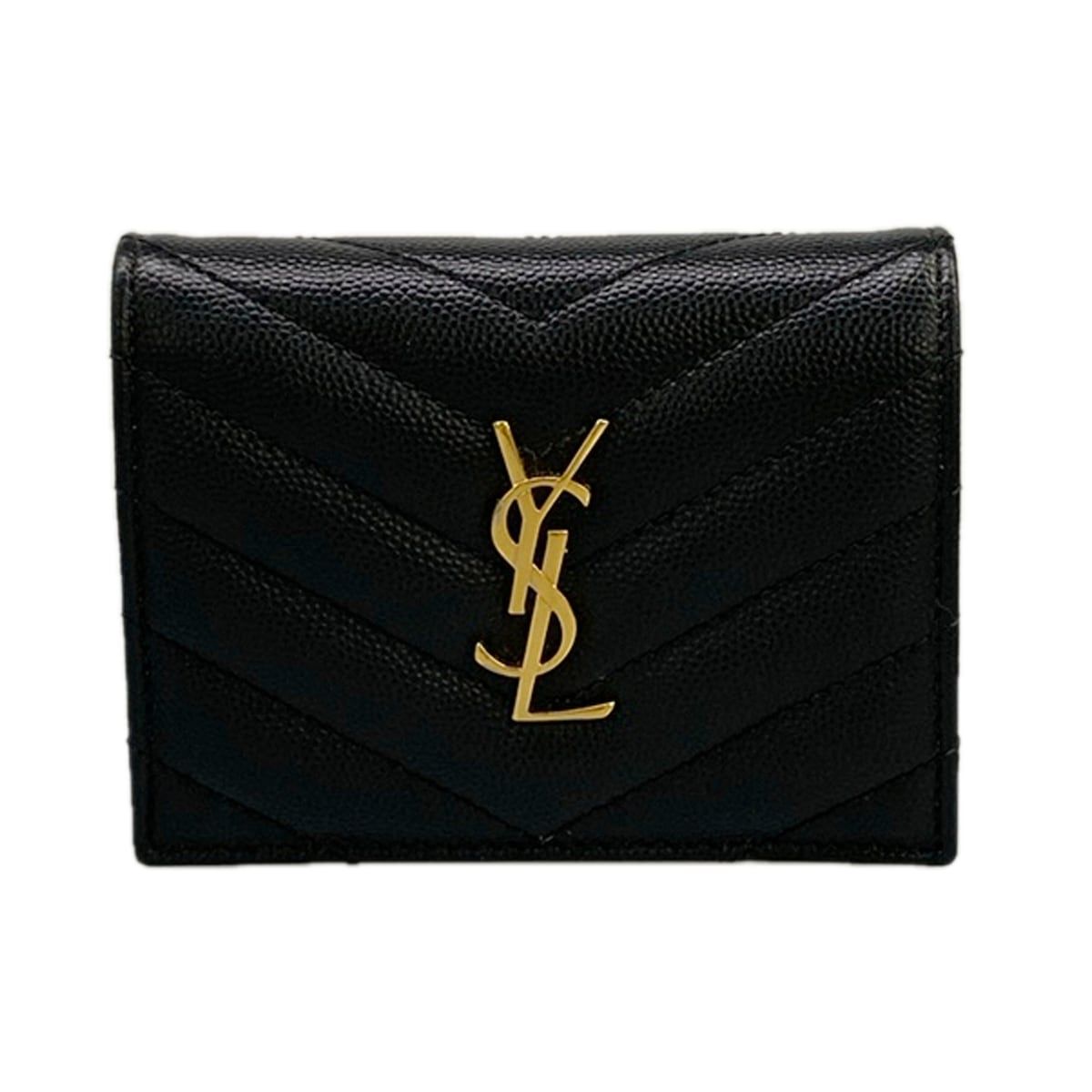 SAINT LAURENT PARIS(サンローランパリ) 2つ折り財布 モノグラム ウォレット 668290 黒 レザー