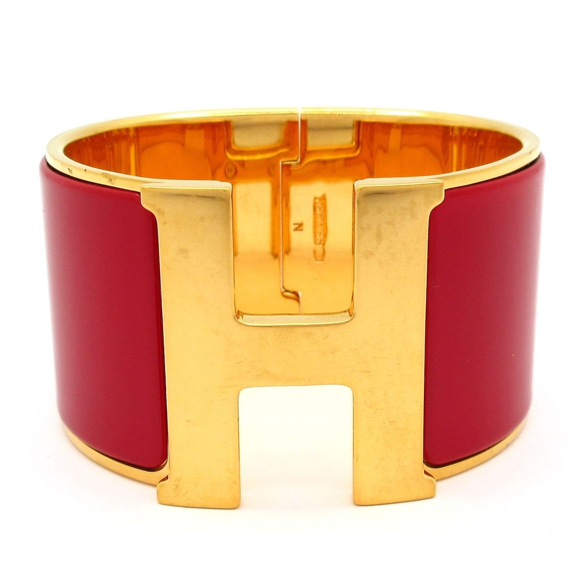 HERMES(エルメス) バングル クリック・クラックH エクストラワイド ゴールド×レッド