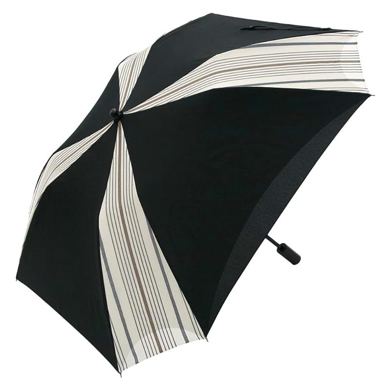【新品】 日傘 メンズ 晴雨兼用 折りたたみ スクエア 1級遮光 晴雨兼用 遮熱 ２重張り ワイドショート (ブラック)