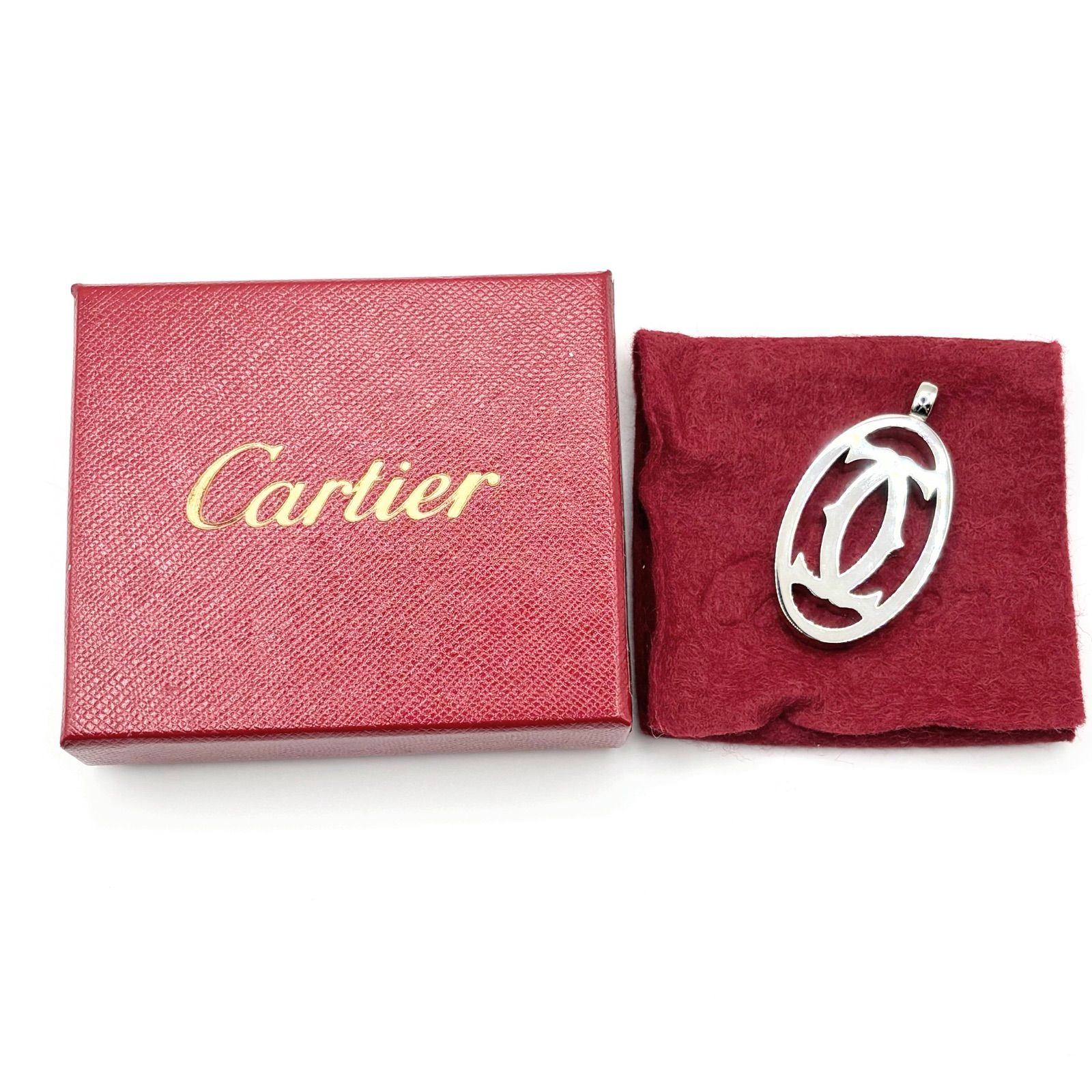 美品】Cartier カルティエ ペンダントトップ オーバル型 ロゴ ダブルC 