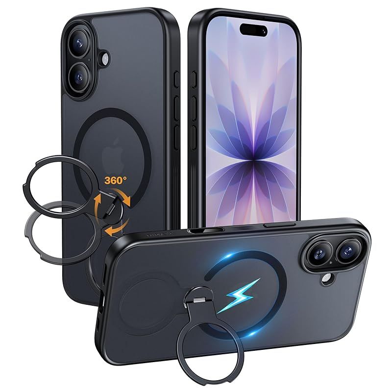【新品】 NIMASO iPhone 17 ケース【米軍MIL規格 MagSafeアクセサリー対応 360°回転スタンド カメラコントロールカバー 横縦両立 指紋防止】 落下防止 耐衝撃 いphone 17 用 半透明 ワイヤレス充電対応 ストラップホール付き