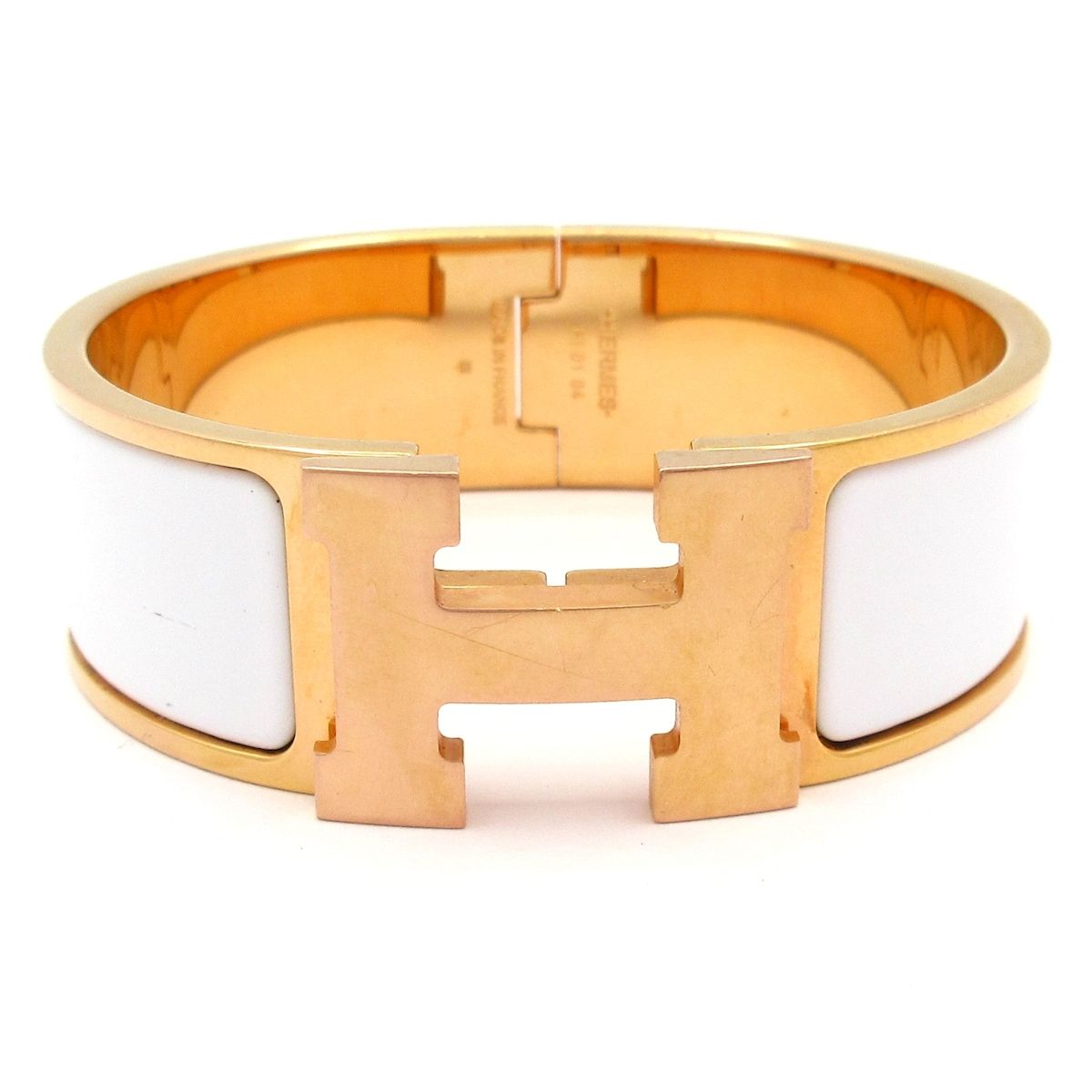 HERMES(エルメス) バングル美品 クリック・クラックH ピンクゴールド×白