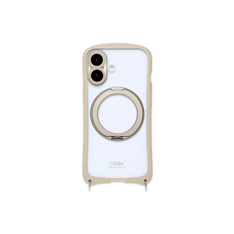 【新品】 NATURALdesign iphone17 互換品 Magsafe対応 マグセーフ クリア マグネット スタンド i.Color+ (ベージュ)