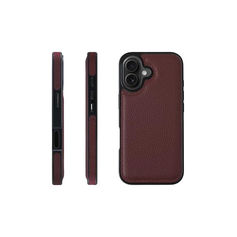 【新品】 HANATORA for iPhone 17 ケース 本革 耐衝撃 バンパー型 スマホケース スマホ 側面本革 シュリンクレザー ギフト ワイン WPG-17-Wine