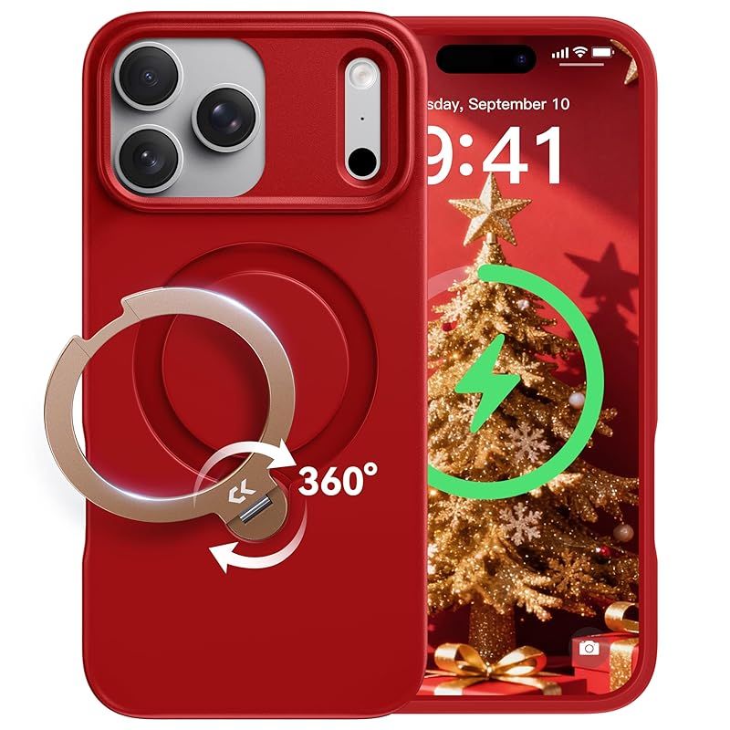 【新品】 【2026新登場・機能美の極み】CASEKOO iPhone 17 Pro Max 用 ケース 360度回転スタンド MagSafe対応 米軍MIL規格 360°全方向耐衝撃 滑り止め マット仕上げ 黄変防止 ワイヤレス充電対応 ストラップホール付き