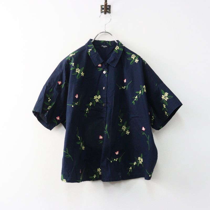 マーブルシュッド marble SUD EMB coffee bean open collar SHIRT 