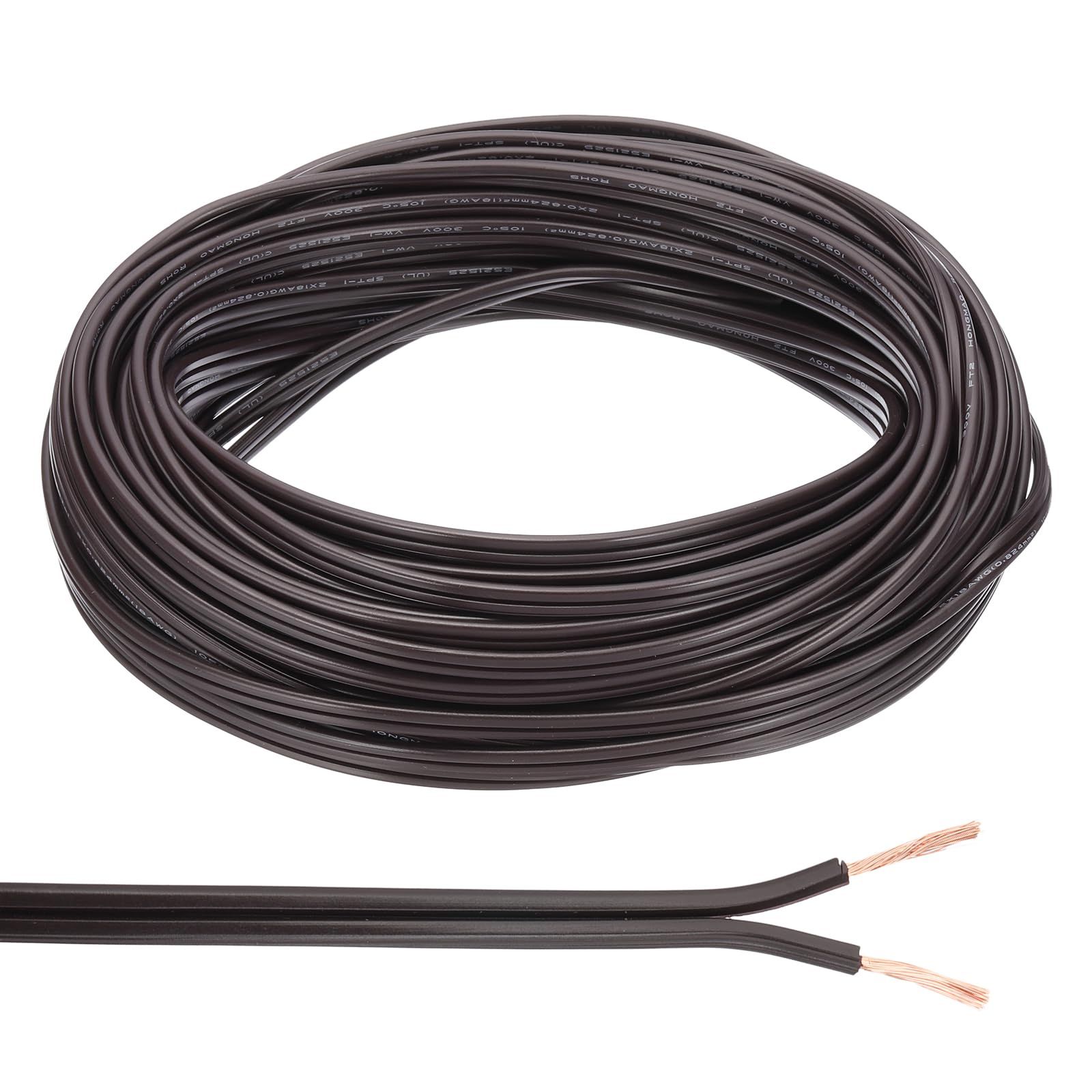新品 PATIKIL 電線 SP T-1ケーブル 20Mセット 1mmx2芯 PVC配線コード 300V ケーブル 銅線 丸型 延長コード 絶縁 耐熱 電子工作 LEDランプ電線 配線 交換 修理 スピーカー 通信機器用 茶色