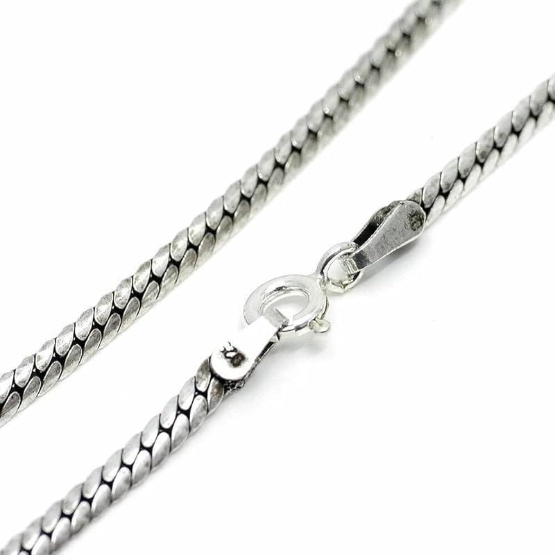 [シルバーワン] シルバー925 スエッジ喜平 ネックレス[銀色 プレス 幅2.5mm][45cm] メンズ ma (SVチェーン キヘイ 細目 フラット)