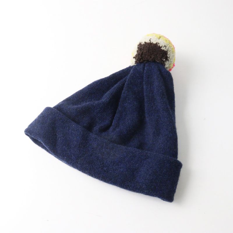 美品 ジョーゴードン Jo Gordon ポンポン付きニットキャップ＼ネイビー 帽子【2400014971002】