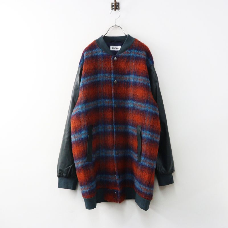 2024AW ロイスクレヨン アンドエルシー Lois CRAYON &ellecy シャギーチェックスタジャン M カーキ系┃コート丈【2400014972252】